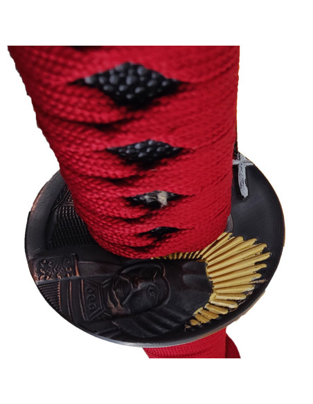 Katana decorativa vermelha com caixa...