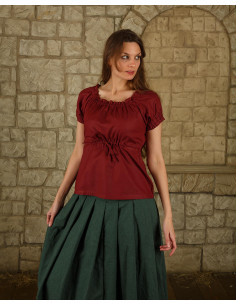 Blusa medieval algodão leve modelo Kalina, bordô