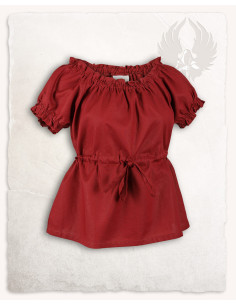 Blusa medieval algodão leve modelo Kalina, bordô 2
