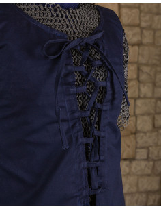 vestido sem manga azul medieval modelo Leandra 2