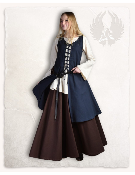 vestido sem manga azul medieval...