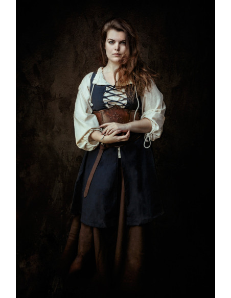 vestido sem manga azul medieval...