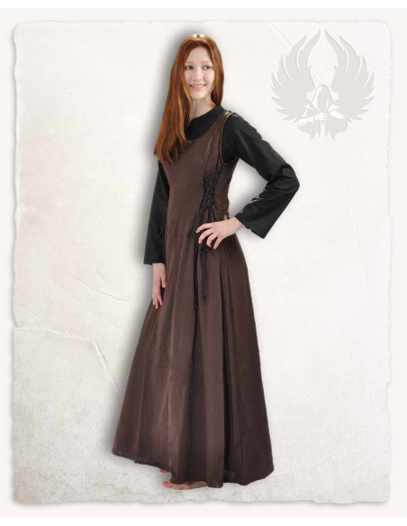 Vestido medieval modelo Uma, cor marrom