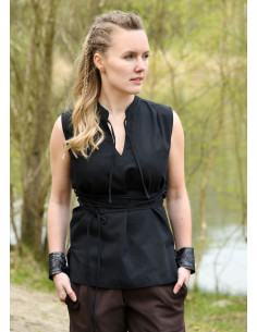 Blusa Viking sem mangas modelo Levke, preta