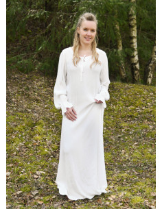 Túnica interior medieval leve efeito amassado, branco