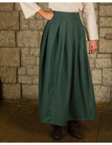 Saia medieval de algodão modelo Anna, verde