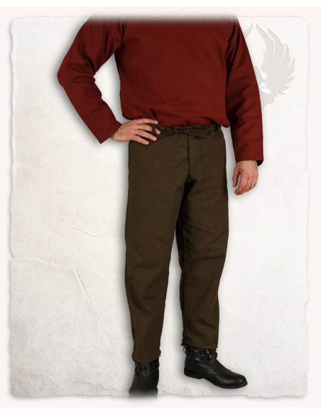 Calça medieval Rocco corte reto, marrom