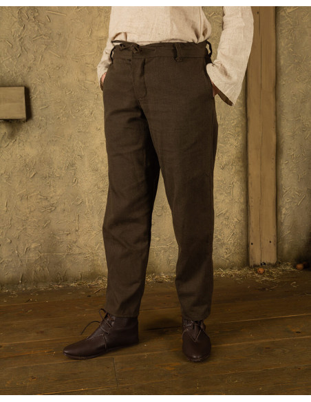 Calça medieval Rocco corte reto, marrom