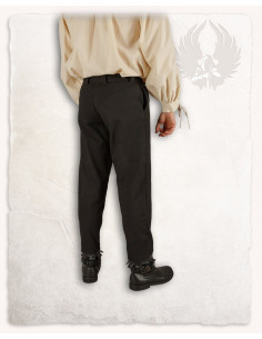 Calças Rocco medieval de corte direito, pretas 2