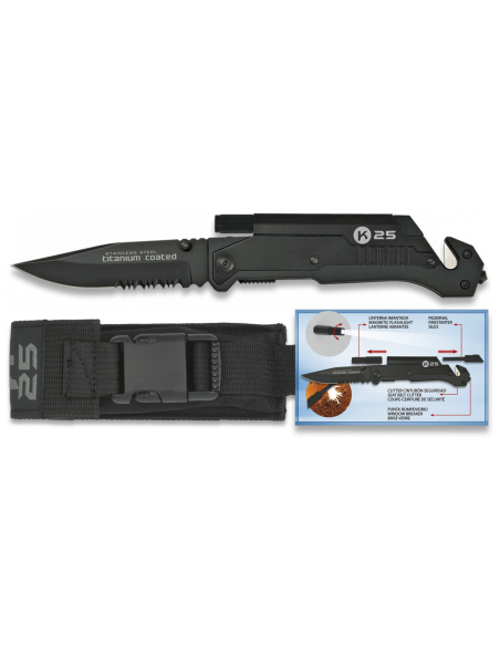 Faca de salvamento, lâmina 9 cms.