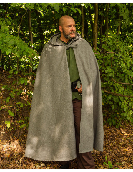 Manto medieval de lã cinza modelo Harun