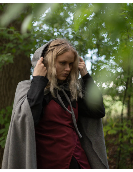 Manto medieval de lã cinza modelo Harun