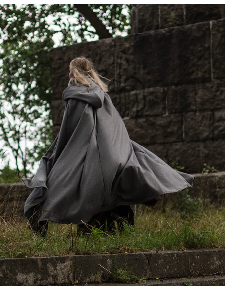 Manto medieval de lã cinza modelo Harun