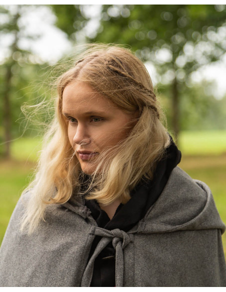 Manto medieval de lã cinza modelo Harun