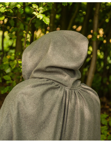 Manto medieval de lã cinza modelo Harun