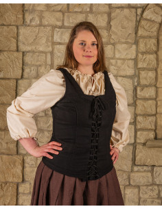 Corpete medieval modelo Ursula em lã preta 2