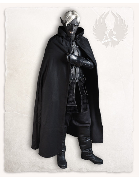 Capa de Aaron medieval de lã preta...