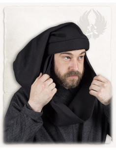 Boné medieval Rafael unissex em algodão, cor preta