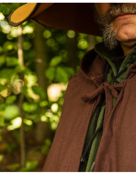 Manto medieval de algodão marrom...