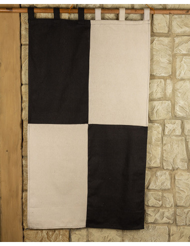 Faixa esquartejada de algodão pesado 160 x 75 cm. (preto-creme)