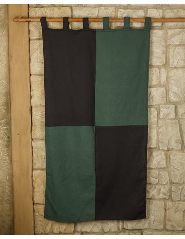 Faixa esquartejada de algodão pesado 160 x 75 cm. (Preto Verde)