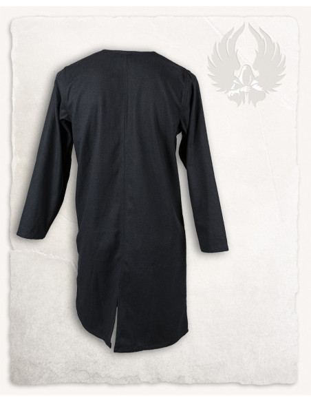 Túnica cruzada de algodão preto...