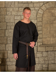 Túnica medieval em algodão preto modelo Gadaric