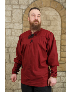 Camisa medieval com laços modelo Simon, bordô