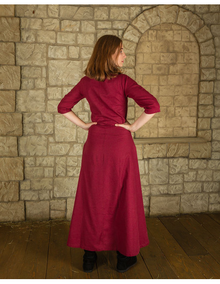 Vestido medieval de algodão vermelho...