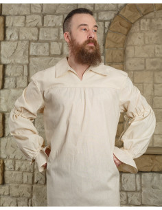 Camisa medieval em algodão creme modelo Tilly
