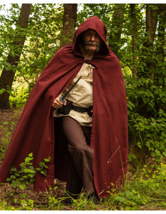 Manto medieval de algodão bordô modelo Harun 2