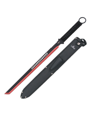 Terceiro facão tático H0068, lâmina preta-vermelha