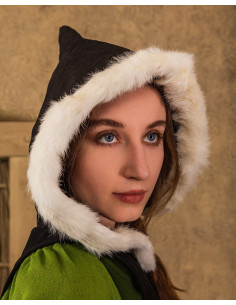 Vestido medieval com capuz modelo Freya, cor preta 2