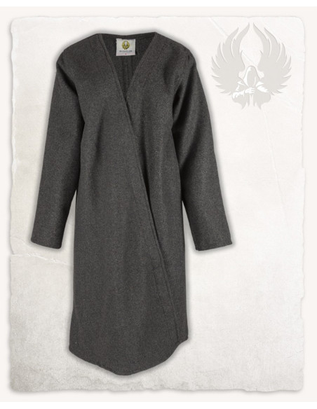 Túnica cruzada de lã cinza medieval,...