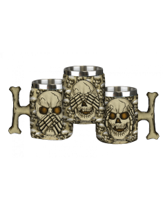 Caneca três caveiras, decorativa (1 unidade)