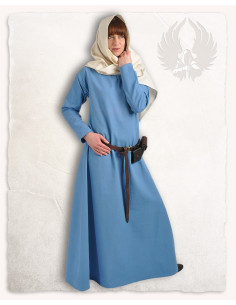 Vestido medieval em algodão azul claro modelo Lenora