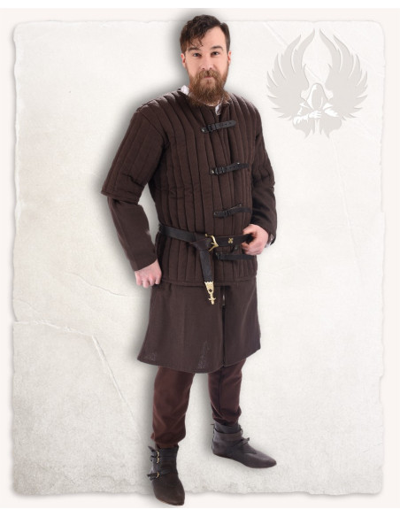 Gambeson medieval marrom de manga...