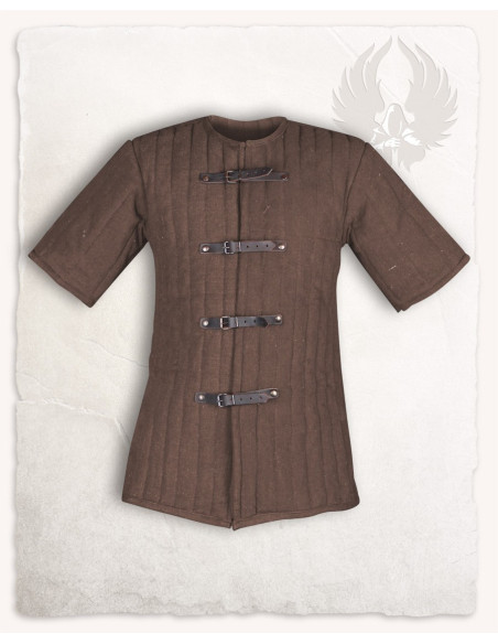 Gambeson medieval marrom de manga...