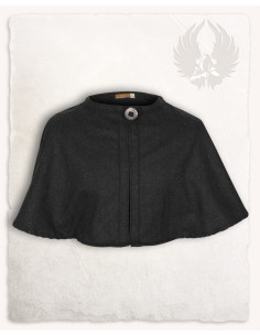 Capa medieval em lã preta modelo Bron