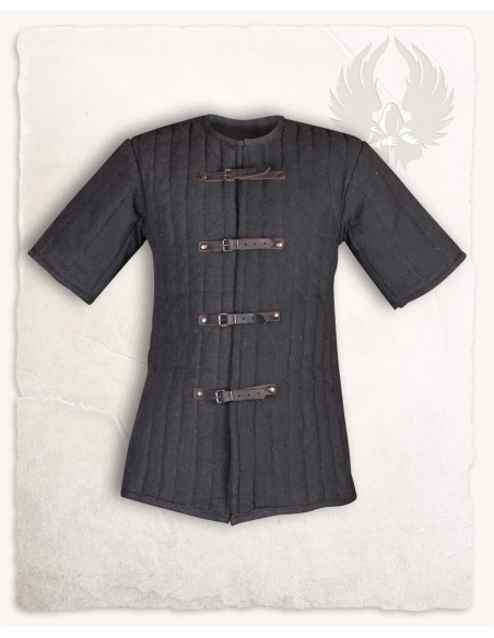 Gambeson medieval preto de manga...