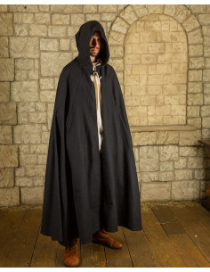 Manto medieval de algodão modelo Gora, cor preta