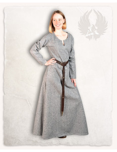 Vestido medieval em lã cinza modelo Wilma 2