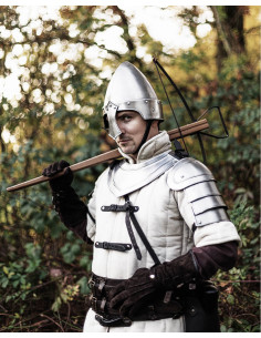 Longo gambeson medieval modelo Leopold, cor creme 2