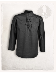 Camisa medieval de algodão preto modelo Leomar