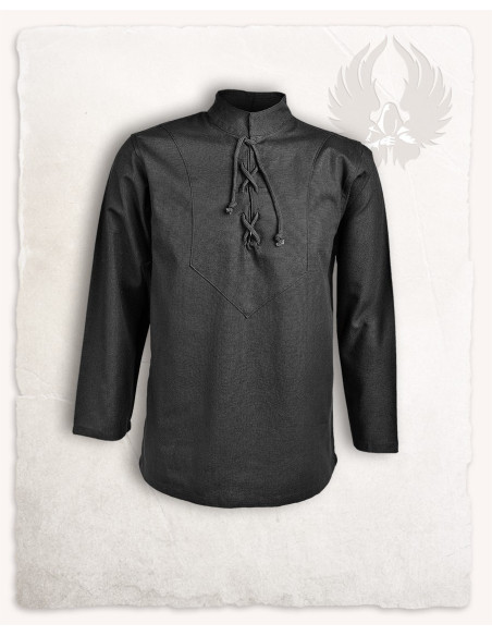 Camisa medieval de algodão preto...