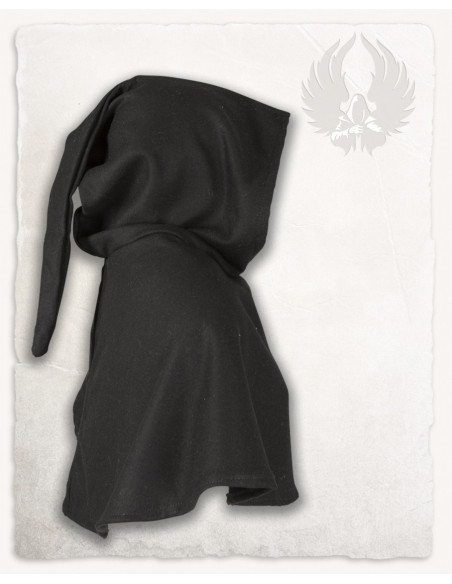 Capuz medieval em lã preta modelo...