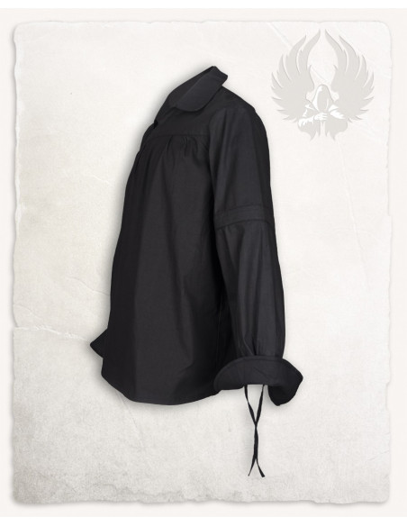 Camisa medieval preta de algodão...