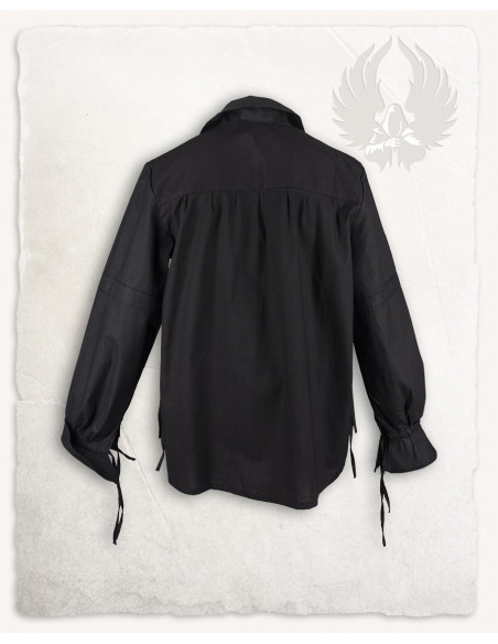 Camisa medieval preta de algodão...