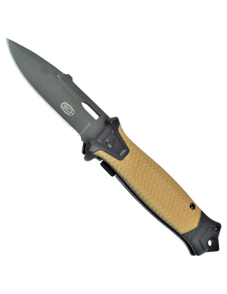 Cabo marrom assistido por faca de...