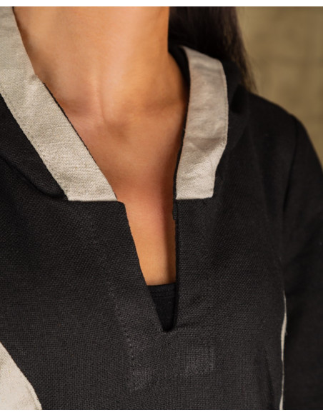 Vestido medieval preto creme com...